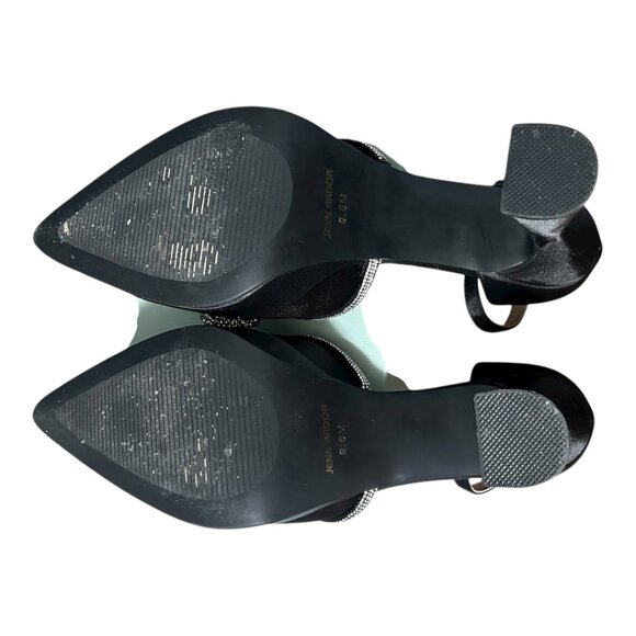 Rhinestone Bow Platform Heels | 4.5” Stilettos | Pointed Toe Ankle Strap Pumps | - Picture 9 of 10